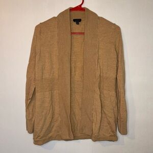 Talbots Tan Open Front Cardigan